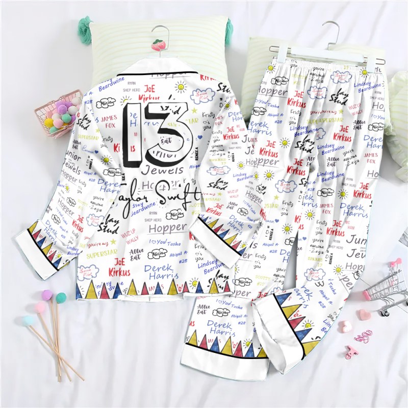 Taylor Swift Pajamas TANTN7940 mk3 Taylor Swift Premium Button Down Pajamas Set IFDDBDP0058 Idea Fanatic