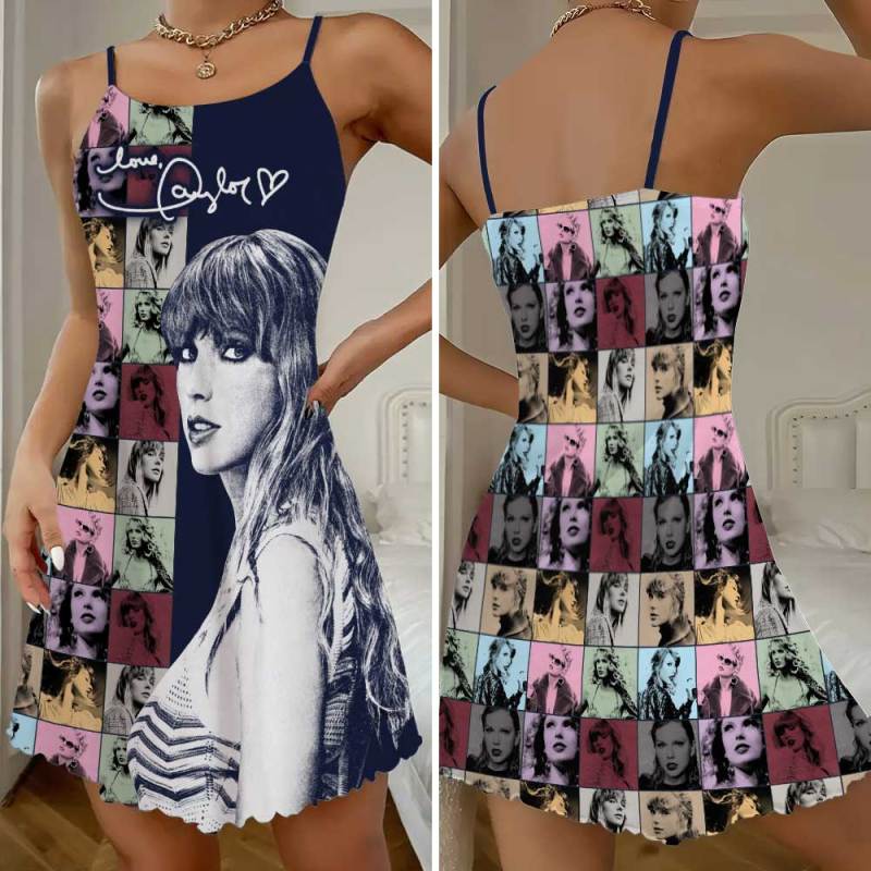 Taylor Swift Strappy Swing Dress GNE1124 Hanh 2 Taylor Swift Premium Women Strappy Swing Dress IFDDSSD0013 Idea Fanatic