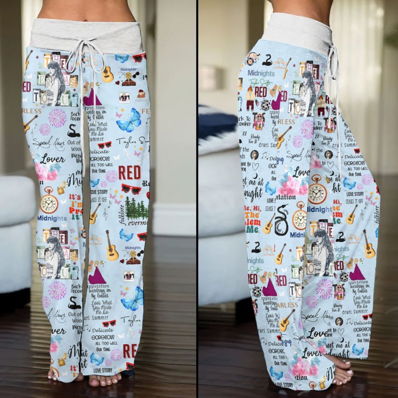 Taylor Swift Women s High Waisted Straight Leg Trousers VANDH713 Hanh Blue Taylor Swift High-Waisted Straight-Leg Trousers IFDDHST0011 Idea Fanatic