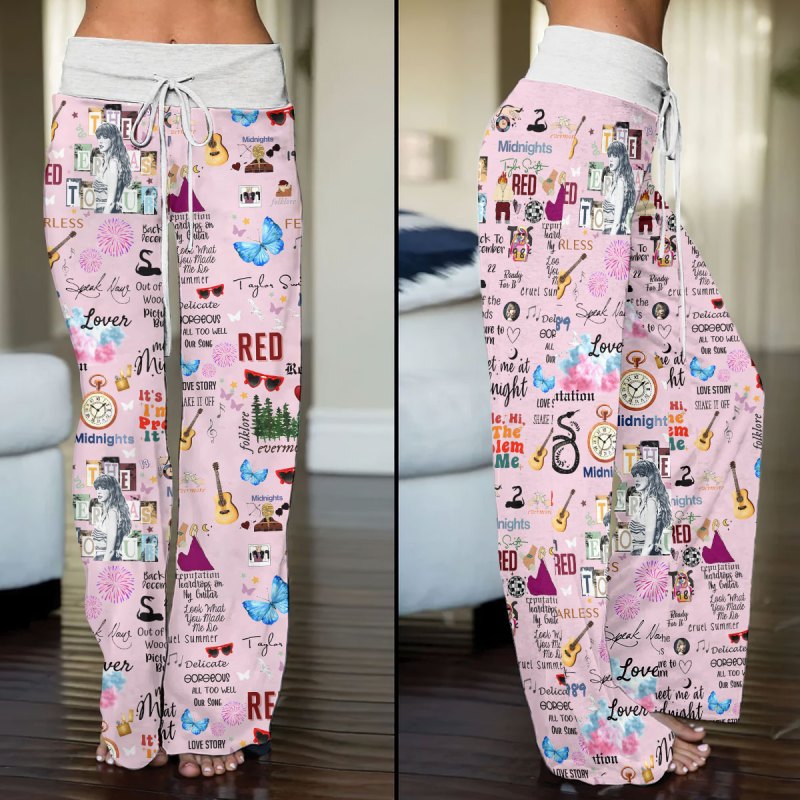 Taylor Swift Women s High Waisted Straight Leg Trousers VANDH713 Hanh Pink Taylor Swift High-Waisted Straight-Leg Trousers IFDDHST0010 Idea Fanatic