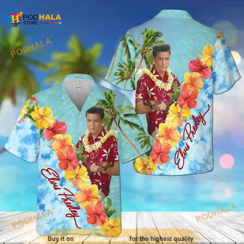 The King Elvis Presley Hawaiian Shirt Hibiscus Flowers Pattern All Over Print Elvis Presley Funny Hawaiian Shirt IDF156986 Idea Fanatic