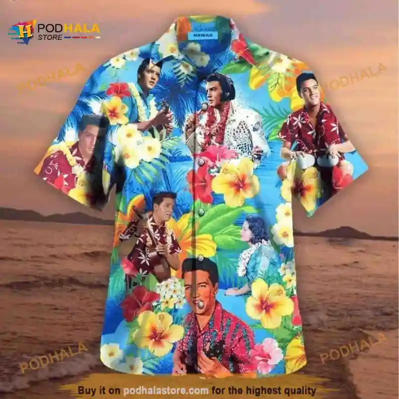 The King Elvis Presley Hawaiian Shirt Hibiscus Flowers Pattern Elvis Presley Funny Hawaiian Shirt IDF156985 Idea Fanatic