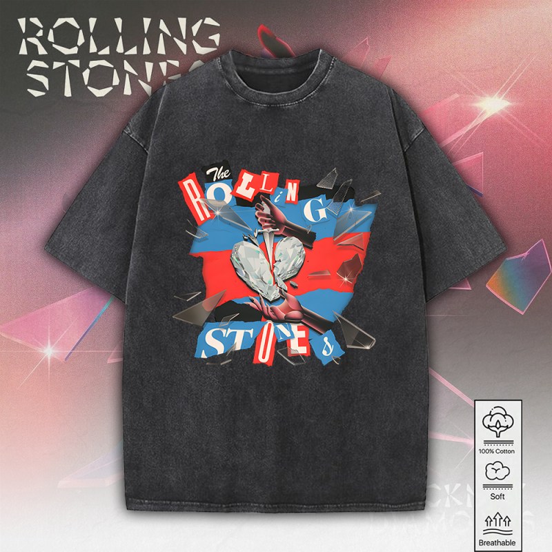 The Rolling Stones 2D Acid Washed Tshirt MAITM8093 2 The Rolling Stones 2D Acid Washed Cotton Shirt IFDD2DW0010 Idea Fanatic