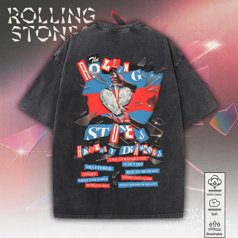 The Rolling Stones 2D Acid Washed Tshirt MAITM8093 3 The Rolling Stones 2D Acid Washed Cotton Shirt IFDD2DW0010 Idea Fanatic