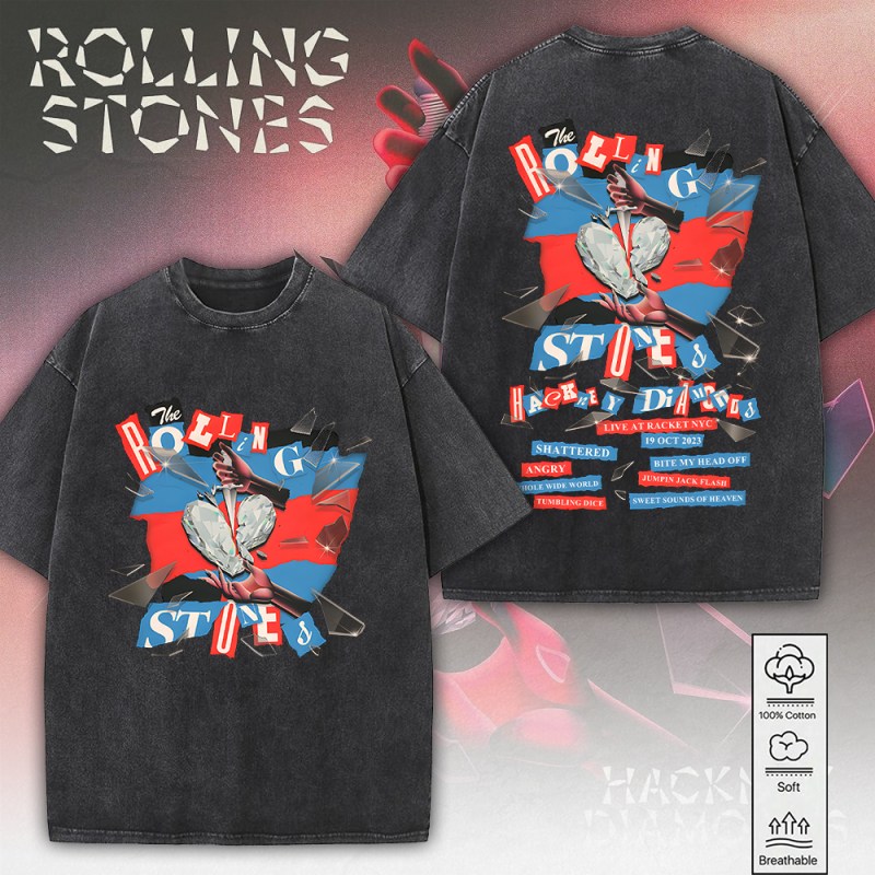 The Rolling Stones 2D Acid Washed Tshirt MAITM8093 The Rolling Stones 2D Acid Washed Cotton Shirt IFDD2DW0010 Idea Fanatic