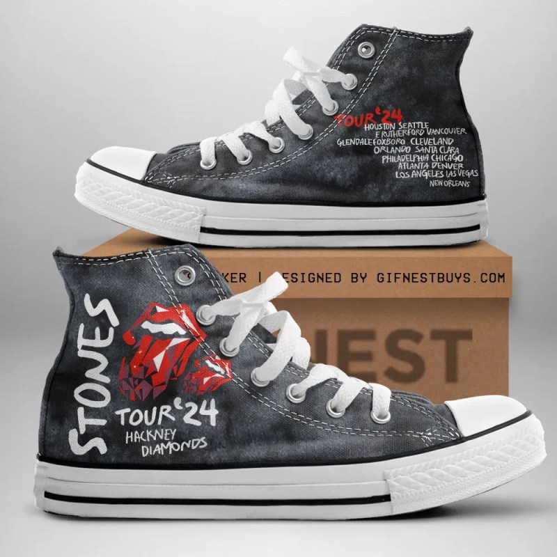 The Rolling Stones High Top Shoes TANTN6169 mk2 The Rolling Stones Premium High Top Canvas Shoes IFDDHTCS0004 Idea Fanatic