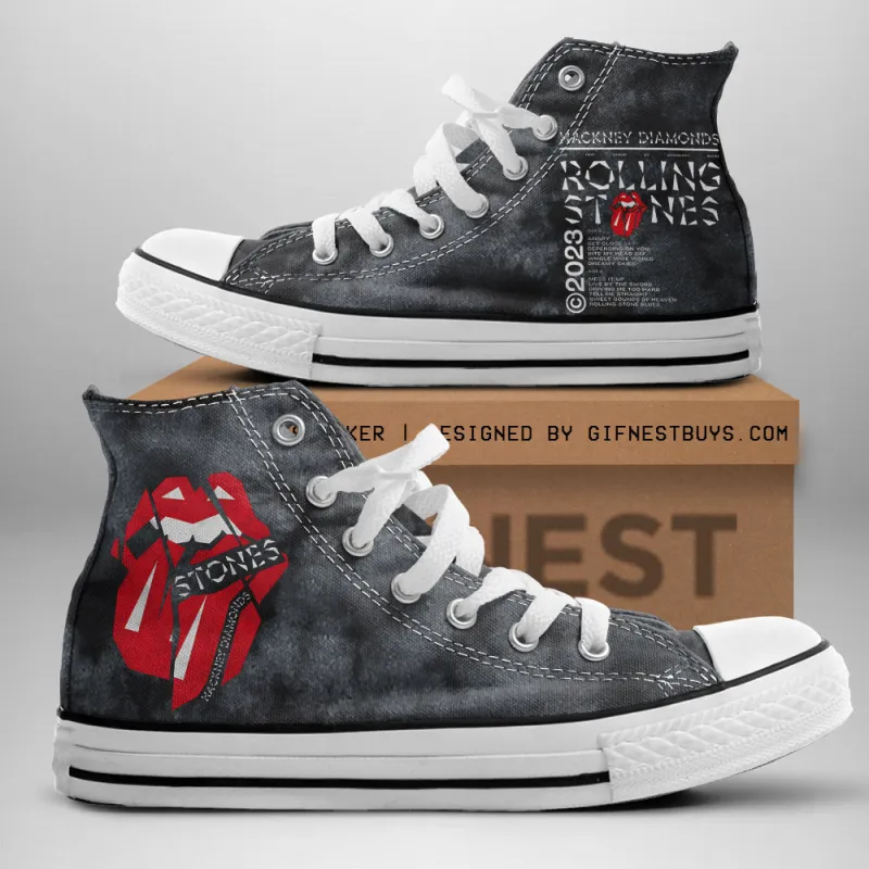 The Rolling Stones High Top Shoes TANTN7582 mk1 The Rolling Stones Premium High Top Canvas Shoes IFDDHTCS0015 Idea Fanatic