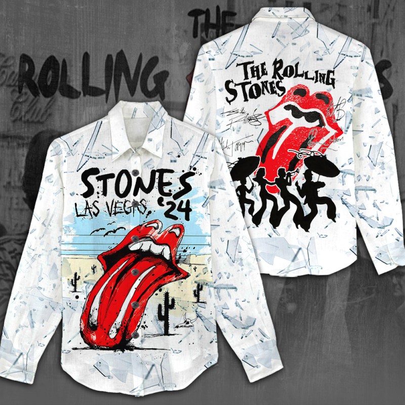 The Rolling Stones Linen Shirt HUANNM5072 Linh The Rolling Stones 3D Linen Women Shirt IFDDLWS0005 Idea Fanatic