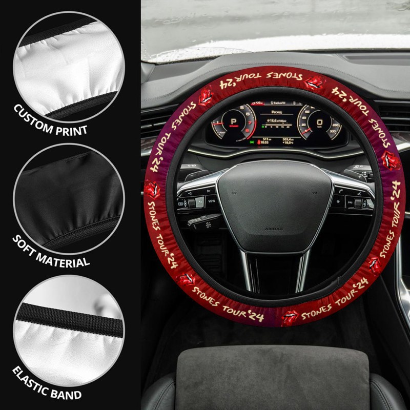 The Rolling Stones Steering Wheel Cover MAITM6862 The Rolling Stones Premium Steering Wheel Cover IFDDSWC0005 Idea Fanatic