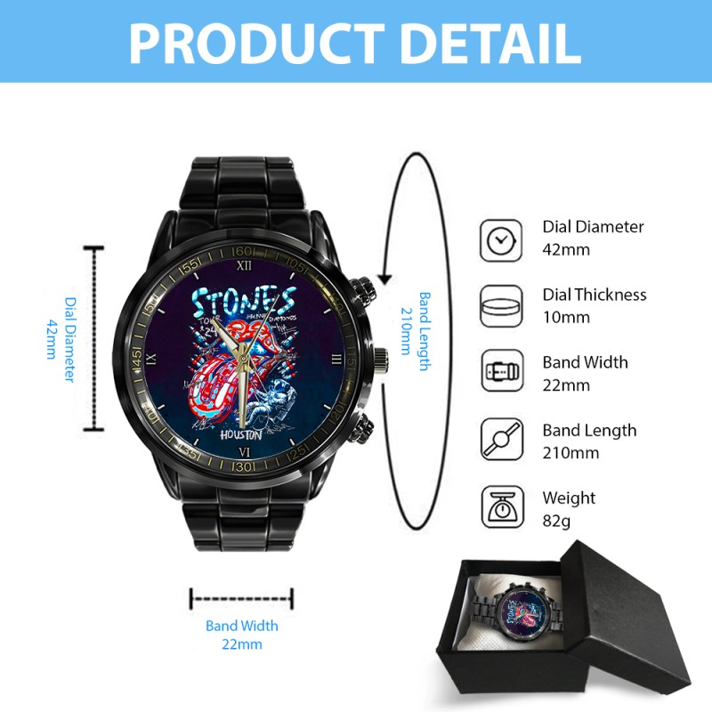 The Rolling Stones. Black Stainless Steel Watch ANHNV4469 PANH 4 The Rolling Stones Black Stainless Steel Watch IFDDWCH0004 Idea Fanatic