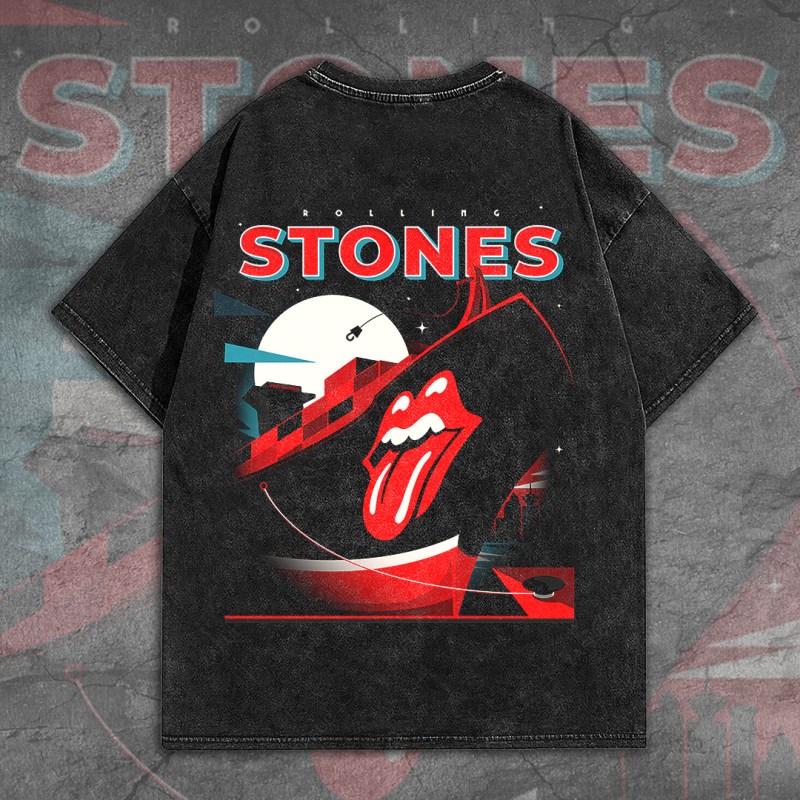 The Rolling Stones 2D Acid Washed T Shirt TANTN7575 mk2 The Rolling Stones 2D Acid Washed Cotton Shirt IFDD2DW0002 Idea Fanatic