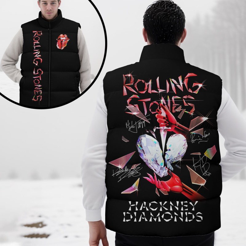 The Rolling Stones 2D Sleeveless Jacket TANTN2584 mk3 The Rolling Stones Premium Sleeveless Puffer Jacket IFDDSPJK0002 Idea Fanatic