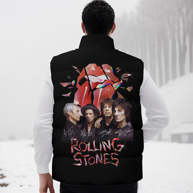 The Rolling Stones 2D Sleeveless Jacket TANTN3073 back The Rolling Stones Premium Sleeveless Puffer Jacket IFDDSPJK0006 Idea Fanatic