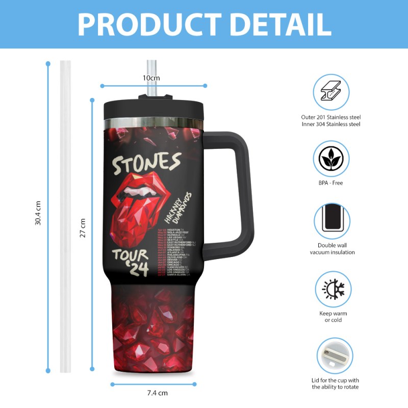 The Rolling Stones 40oz Stanley Cup TANTN6003 mk2 The Rolling Stones Personalized 40oz Stanley Tumbler IFDD40OZ0153 Idea Fanatic