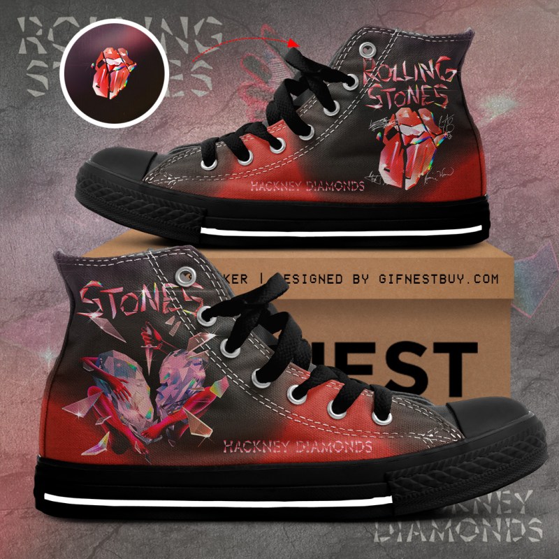 The Rolling Stones High Top Canvas TANTN2445 black The Rolling Stones Premium High Top Canvas Shoes IFDDHTCS0008 Idea Fanatic