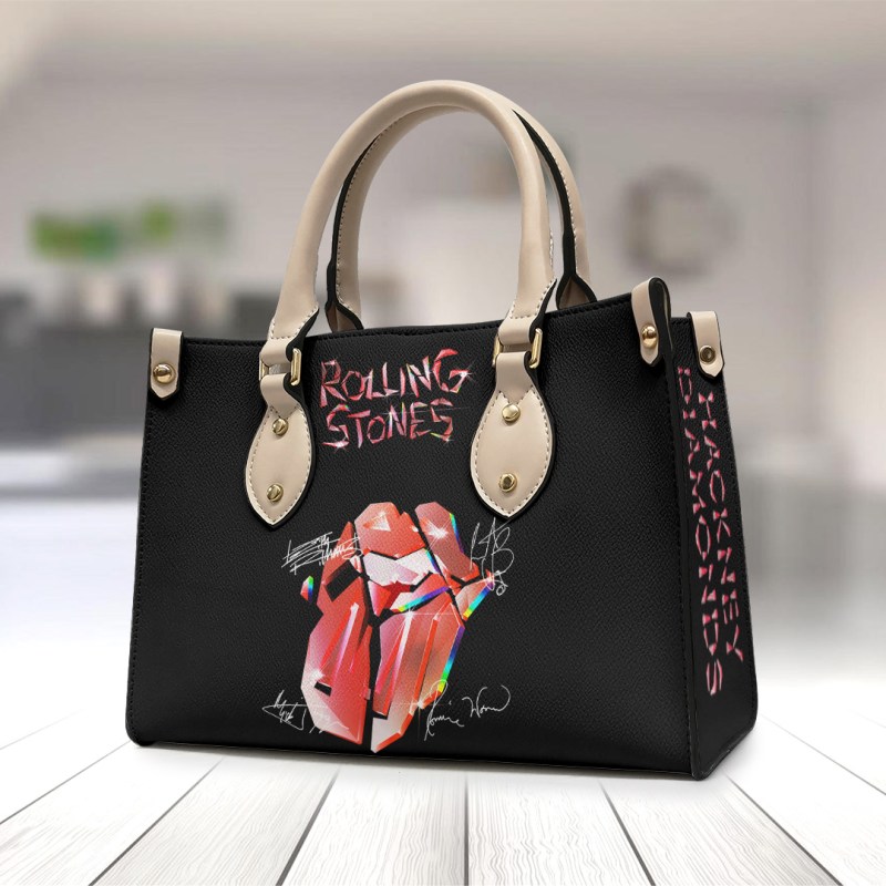 The Rolling Stones Leather Handbags TANTN2513 mk1 w The Rolling Stones Premium Leather Lady HandBag IFDDLHB0007 Idea Fanatic