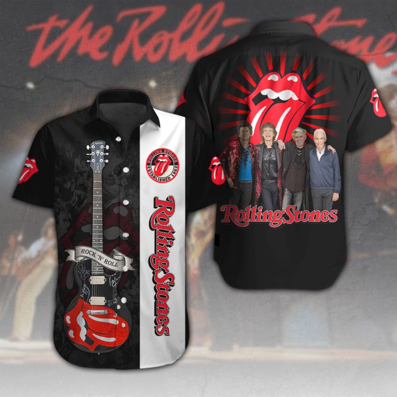 The Rolling Stones SS Shirt HUNGVV2333 The Rolling Stones Short Sleeve Button Shirt IFDDBTS0010 Idea Fanatic