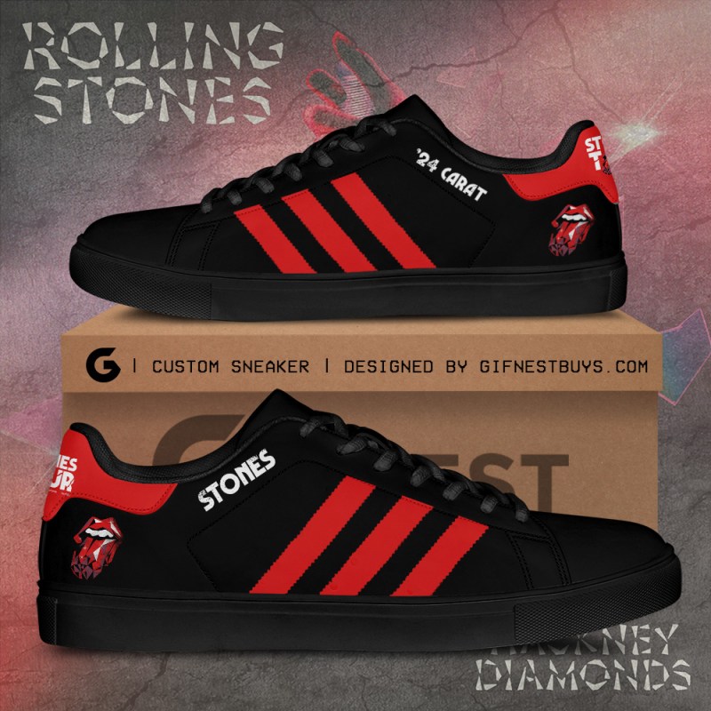 The Rolling Stones Stan Smith Shoes TANTN6167 black The Rolling Stones Custom Stan Smith Shoes IFDDSS0003 Idea Fanatic