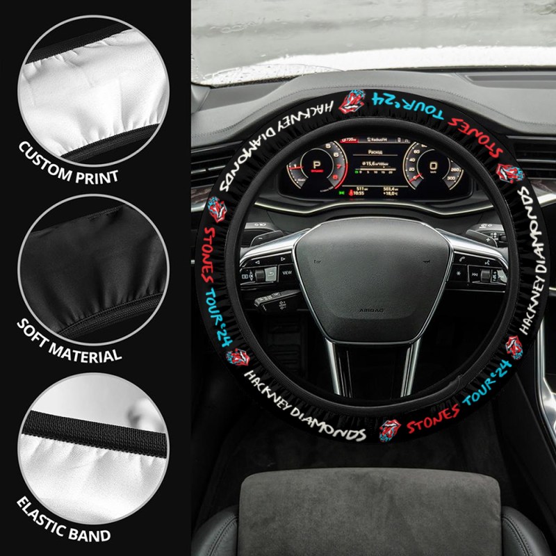 The Rolling Stones Steering Wheel Cover MAITM6623 3 The Rolling Stones Premium Steering Wheel Cover IFDDSWC0004 Idea Fanatic