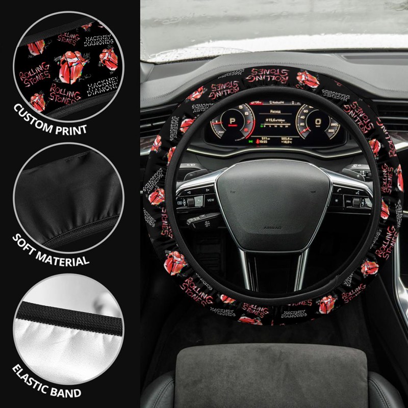 The Rolling Stones Steering Wheel Cover TANTN3506 1 The Rolling Stones Premium Steering Wheel Cover IFDDSWC0001 Idea Fanatic