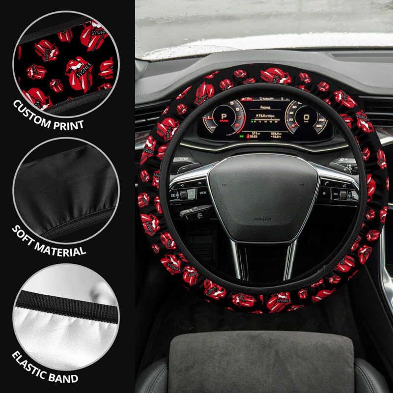 The Rolling Stones Steering Wheel Cover TANTN3542 mk1 The Rolling Stones Premium Steering Wheel Cover IFDDSWC0002 Idea Fanatic