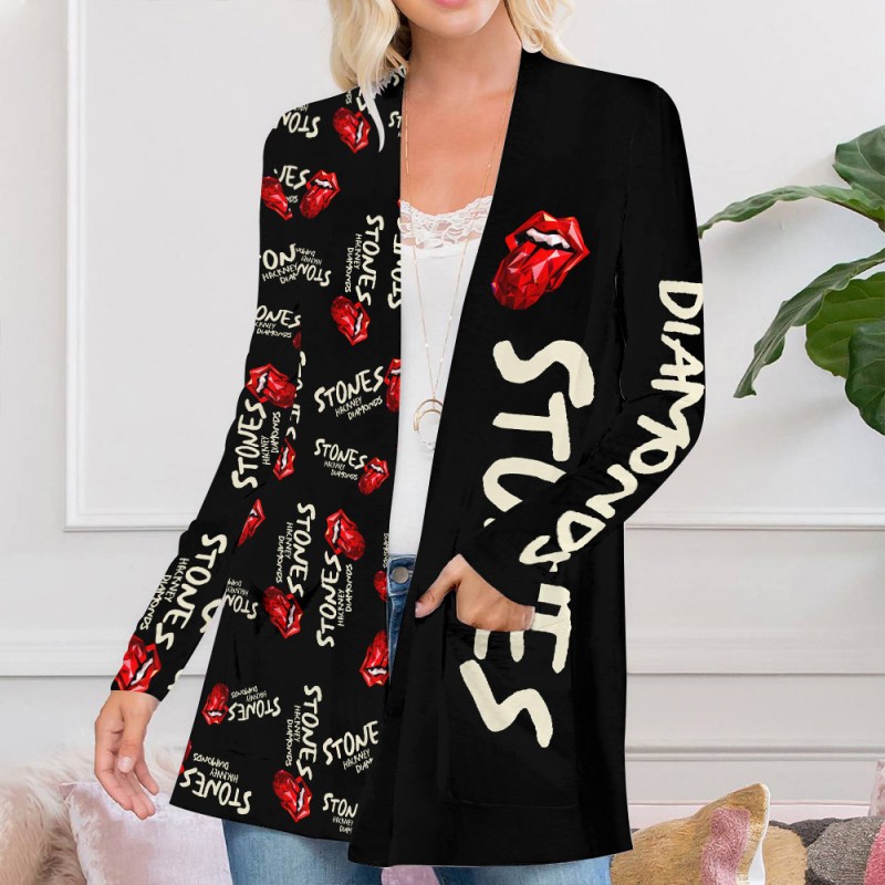 The Rolling Stones Womens Patch Pocket Cardigan TANTN3474 mk2 The Rolling Stones Women’s Patch Pocket Cardigan IFDDPPC0001 Idea Fanatic