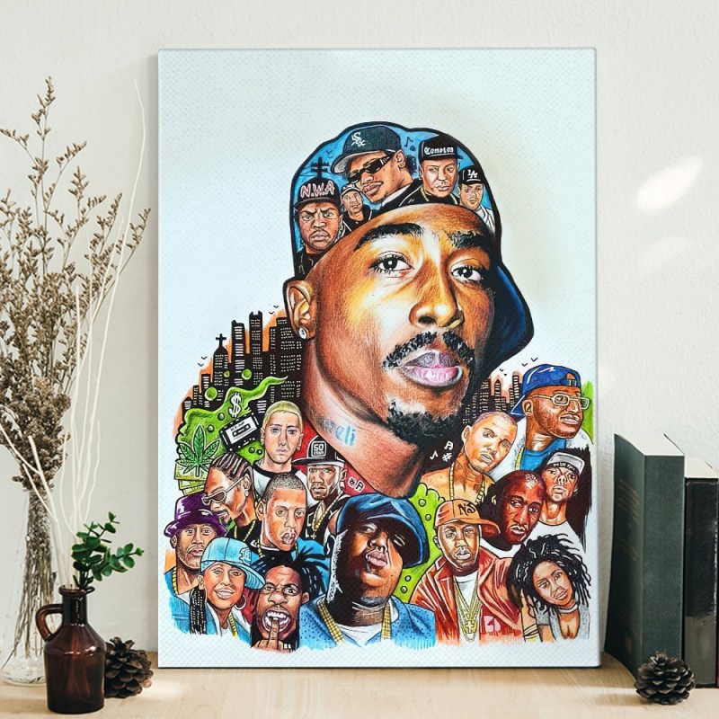 Tupac Shakur and Rapper 90s Pop Art Poster Canvas Tupac Shakur and Rapper 90s Pop Art Poster Canvas IDFCWA0011 Idea Fanatic