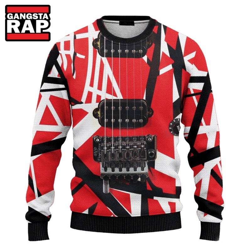 Van Halen Guitar Ugly Christmas Sweater Van Halen Guitar Ugly Christmas Sweater IFDDUSW0065 Idea Fanatic