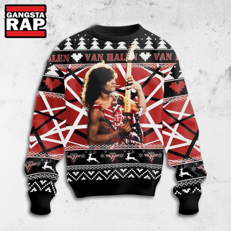 Van Halen Rock Band Runnin With The Devil Ugly Christmas Sweater Van Halen Rock Band Runnin With The Devil Ugly Christmas Sweater IFDDUSW0063 Idea Fanatic