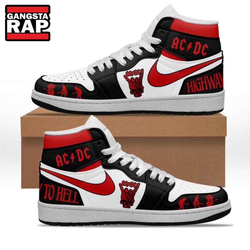 acdc highway to hell air jordan 1 hightop shoes1448 AC/DC Highway To Hell Air Jordan 1 Hightop Shoes IFDDAJ10011 Idea Fanatic