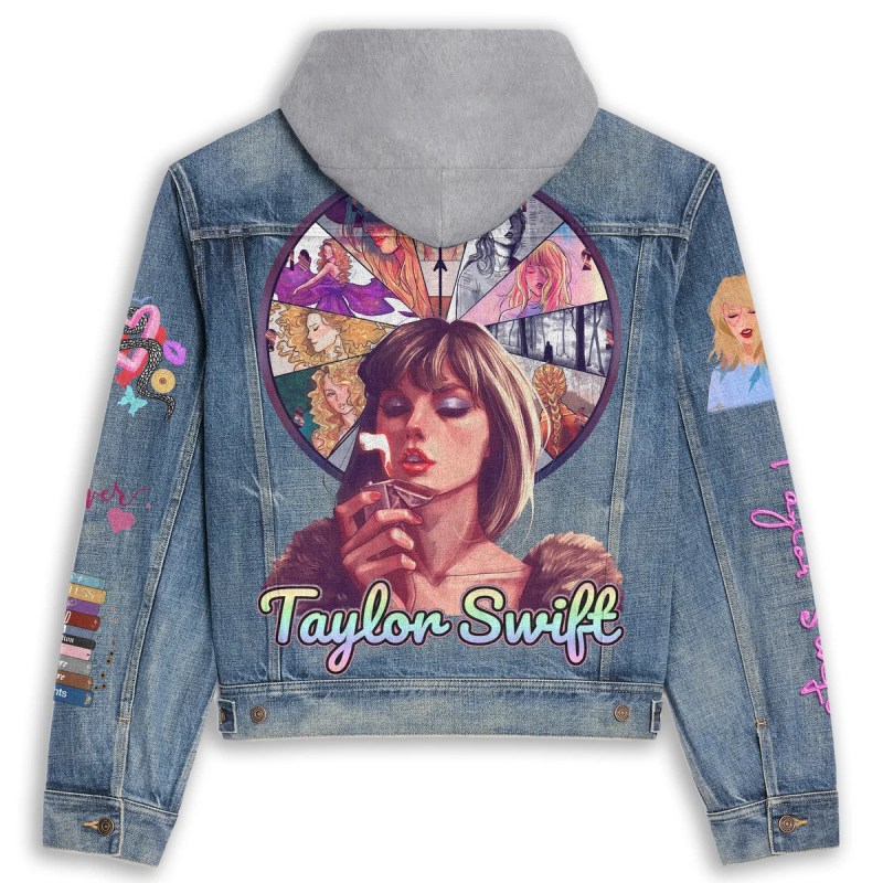 anhnv2018 back Taylor Swift Premium Hooded Denim Jacket IFDDHDJ0014 Idea Fanatic