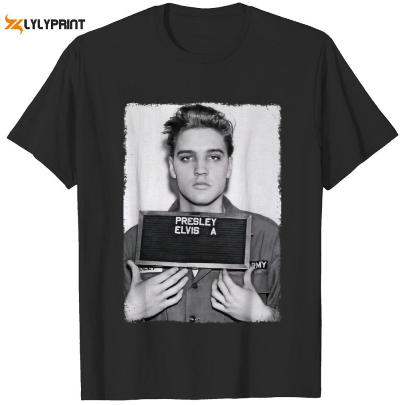 elvis presley army mug shot t shirt for men and women 3 Elvis Presley Army Mug Shot Preminum Printed 2D Shirt IDF87027 Idea Fanatic