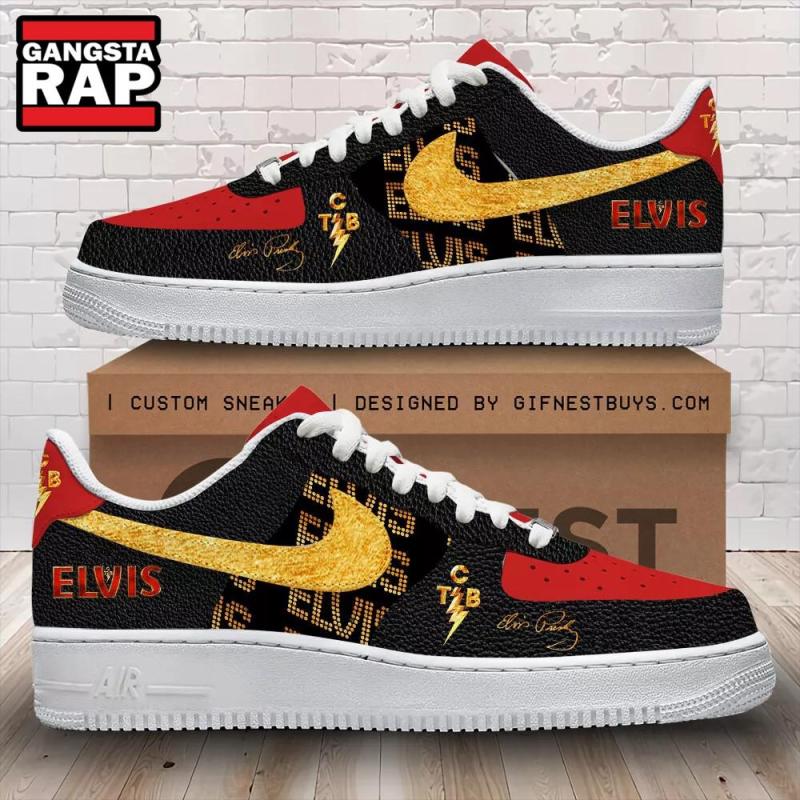 elvis presley music signature design air force 1 shoes sneaker9194 Elvis Presley Music Signature Design Air Force 1 Sneakers IFDDAF10082 Idea Fanatic