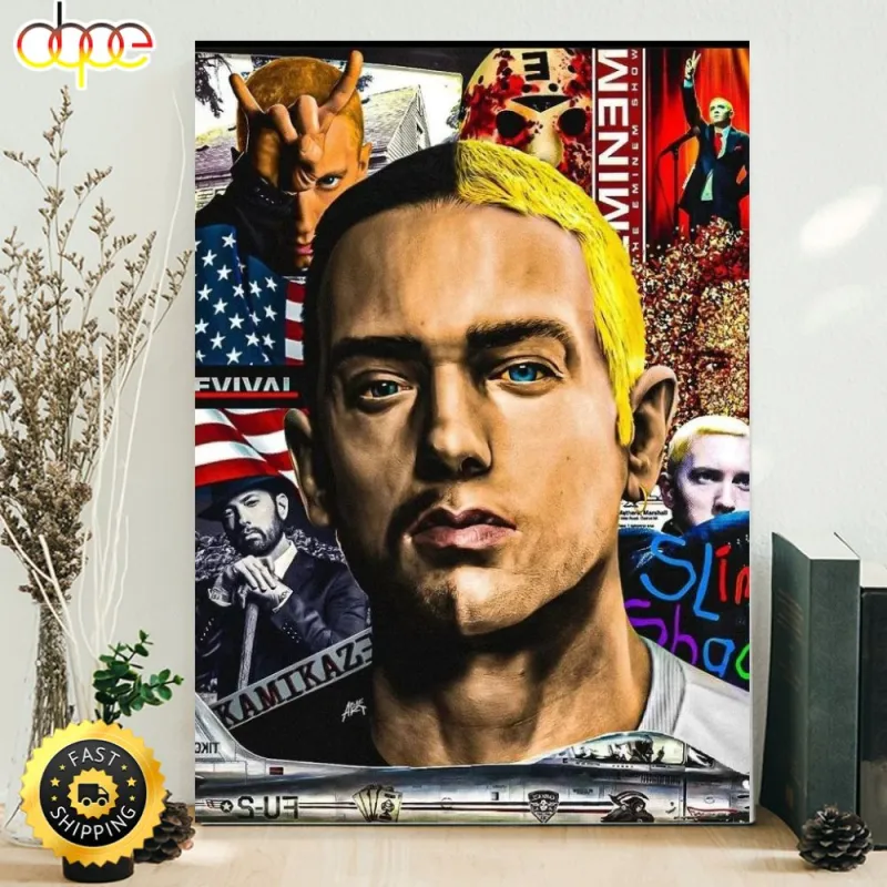 eminem Eminem Background American Flag Art Canvas Painting IDF82798 Idea Fanatic