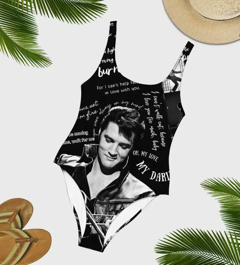 Elvis Presley Combo Women'S One-Piece Swimsuit & Beach Towel Nl Idea Fanatic