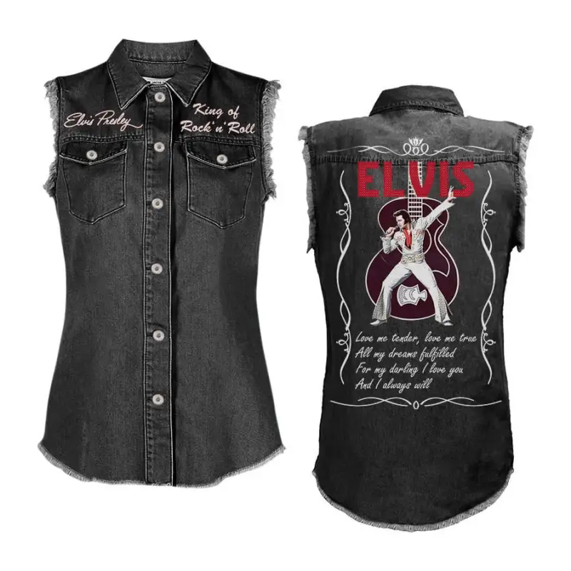 Elvis Presley Sleeveless Denim Shirt Mh Idea Fanatic