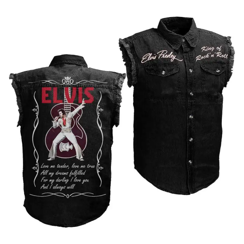 Elvis Presley Sleeveless Denim Shirt Mh Idea Fanatic