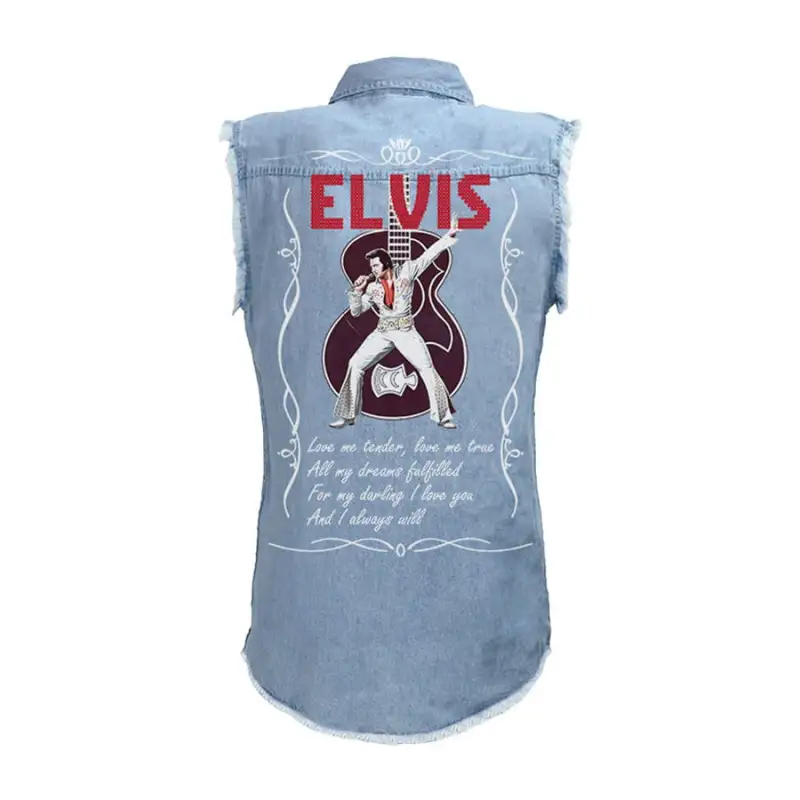 Elvis Presley Sleeveless Denim Shirt Mh Idea Fanatic