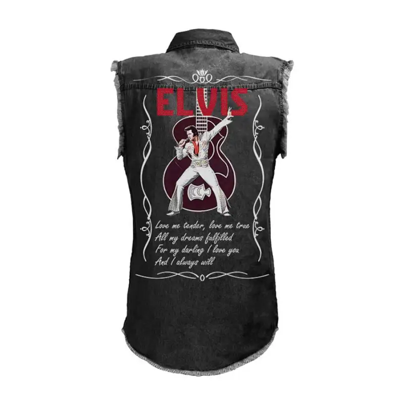 Elvis Presley Sleeveless Denim Shirt Mh Idea Fanatic