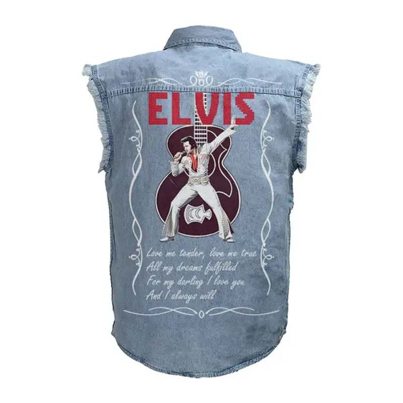 Elvis Presley Sleeveless Denim Shirt Mh Idea Fanatic