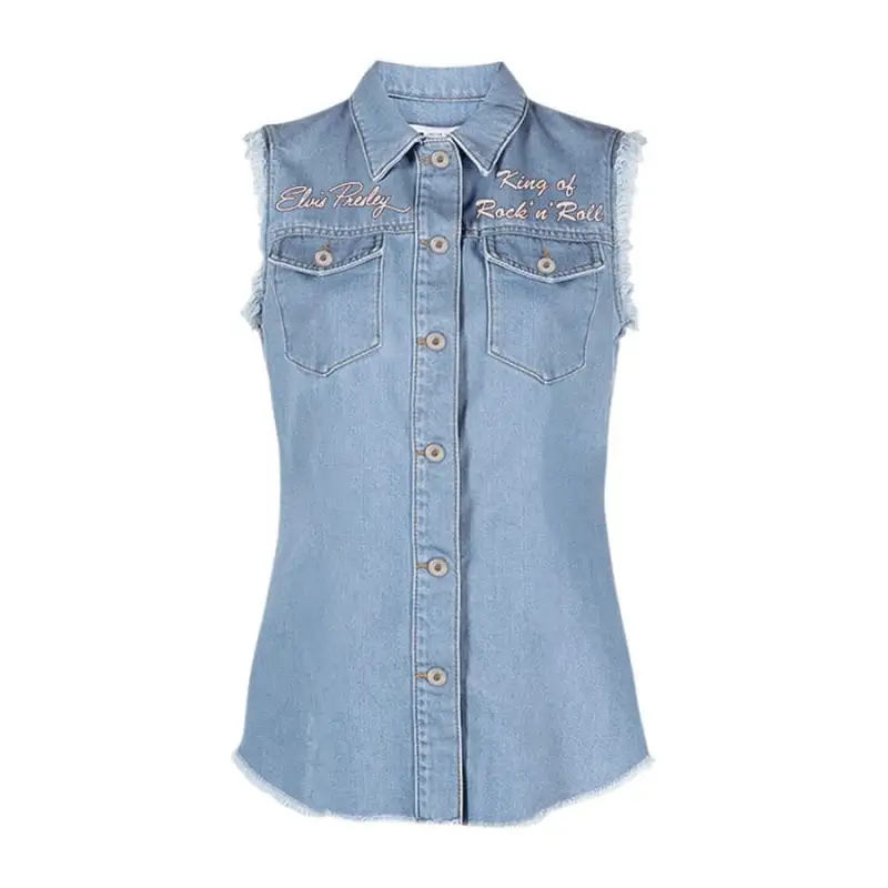 Elvis Presley Sleeveless Denim Shirt Mh Idea Fanatic