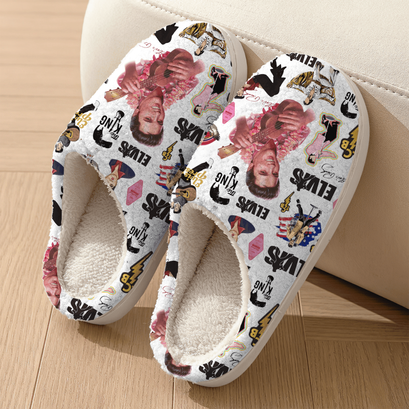 Elvis Presley Home Fleece Slippers Mh Idea Fanatic