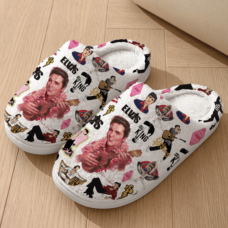 Elvis Presley Home Fleece Slippers Mh Idea Fanatic