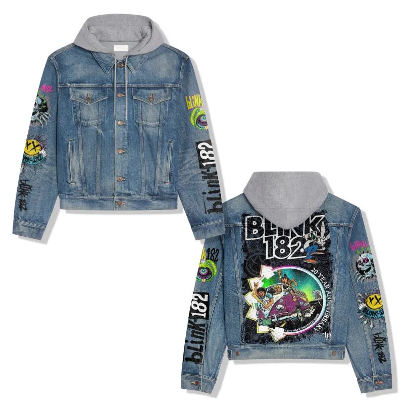 Blink-182 Hooded Denim Jacket Na 271001 DNM100524L239 Idea Fanatic