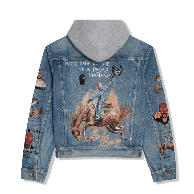 Bad Bunny Hooded Denim Jacket IDF939523 Idea Fanatic