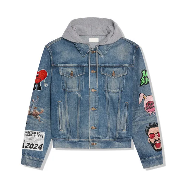 Bad Bunny Hooded Denim Jacket IDF9396710 Idea Fanatic