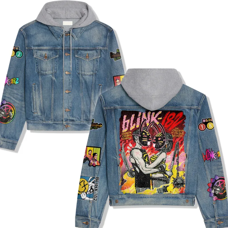 Blink-182 Hooded Denim Jacket Tt 271001 DNM100524L302 Idea Fanatic