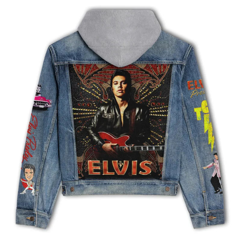 Elvis Presley Hooded Denim Jacket Ng DNM100524L472 Idea Fanatic