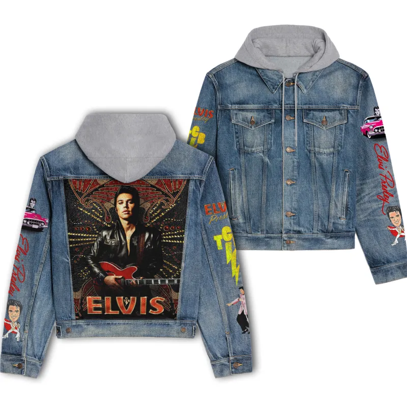 Elvis Presley Hooded Denim Jacket Ng DNM100524L472 Idea Fanatic