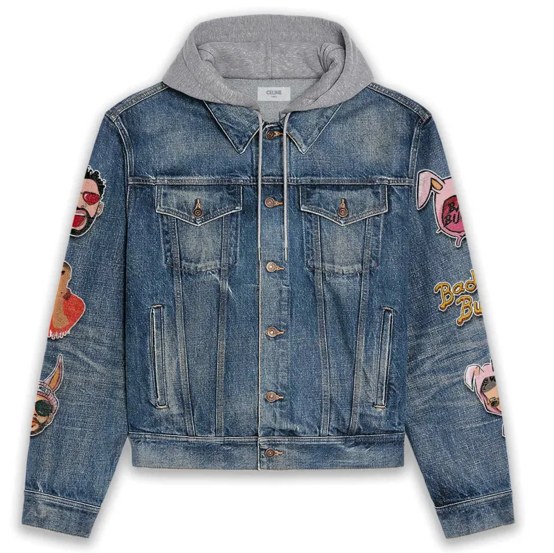 Bad Bunny Hooded Denim Jacket IDF940557 Idea Fanatic